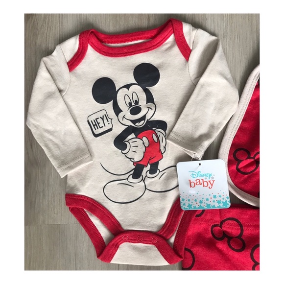 MICKEY MOUSE DISNEY BABY 3 PIECE OUTFIT SIZE 0-3 MONTHS - Picture 3 of 5